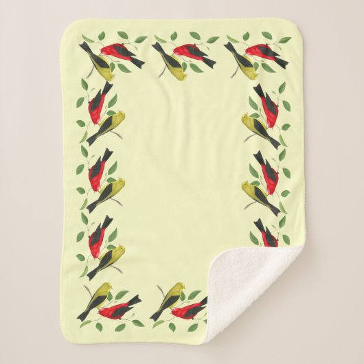 Scarlet Tanagers Bird Art Sherpa Blanket Sherpa Deken (Voorkant)