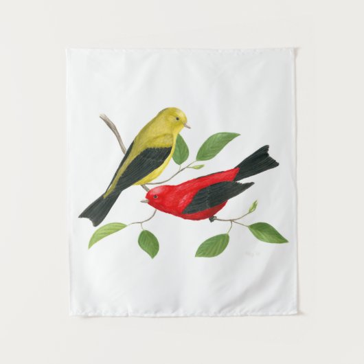 Scarlet Tanagers Bird Art Wandkleed (Voorkant)
