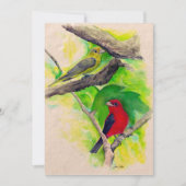Scarlet Tanagers Birds Waterverf Bedankt (Voorkant)
