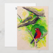 Scarlet Tanagers Birds Waterverf Bedankt (Voorkant / Achterkant)
