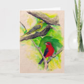 Scarlet Tanagers Vogels Waterverf Kaart schilderen (Voorkant)