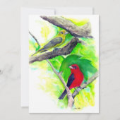 Scarlet Tanagers Vogels Waterverf Kaart schilderen Notitiekaartje (Voorkant)