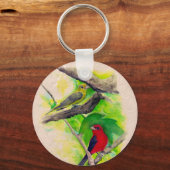 Scarlet Tanagers Vogels Waterverf schilderen Sleutelhanger (Voorkant)