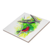 Scarlet Tanagers Vogels Waterverf schilderen Tegeltje (Zijkant)