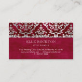 Scarlet thread Red Glimmer Damask Silver Love Visitekaartje (Achterkant)