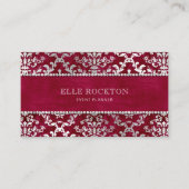 Scarlet thread Red Glimmer Damask Silver Love Visitekaartje (Voorkant)