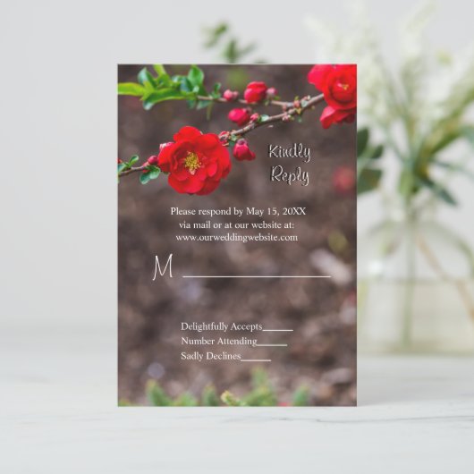 Scarlet Top Wedding RSVP Kaartje (Staand voorkant)