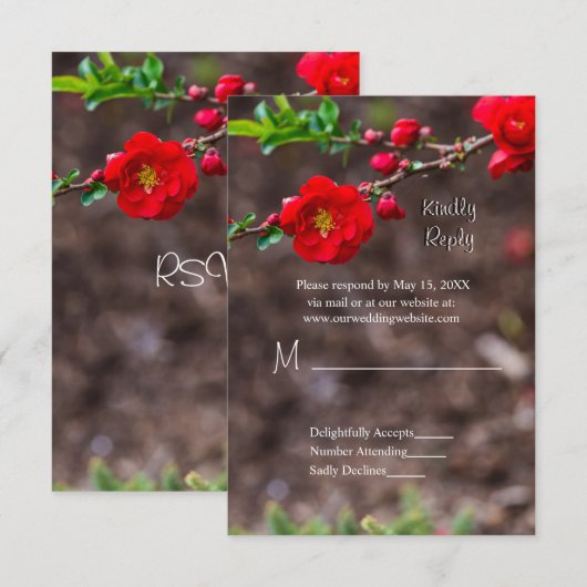 Scarlet Top Wedding RSVP Kaartje (Voorkant / Achterkant)