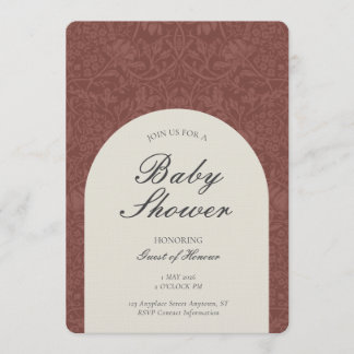 Scarlet Traditional Floral Arts and Crafts Shower Kaart