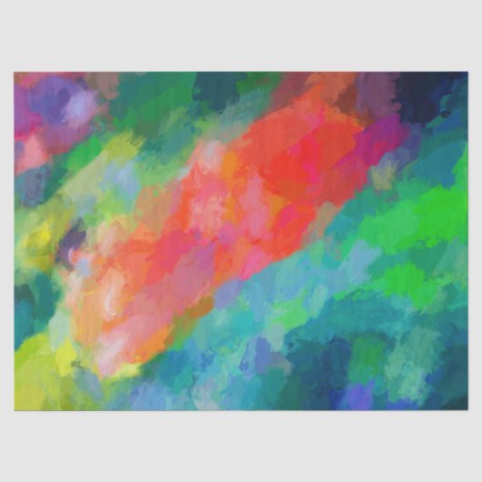 Scarlet, Turquoise en Bright Green Abstract Art Tissuepapier (Voorkant)