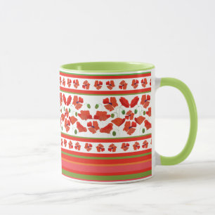 Scarlet Veldpapaver Floral Border op White Mok