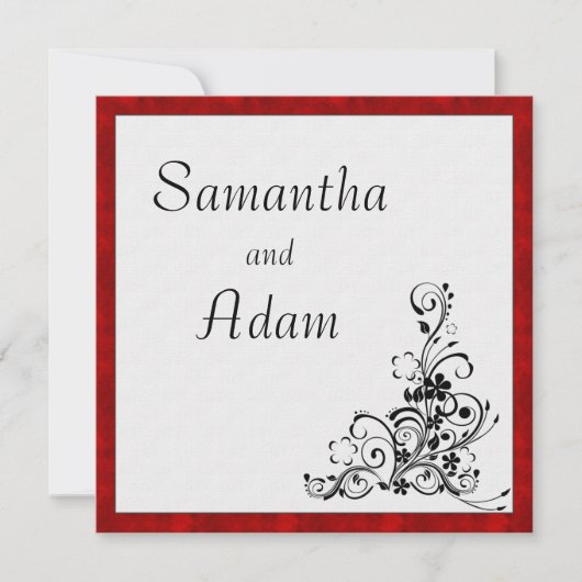 Scarlet Velvet en  Ornament bruiloft Kaart (Voorkant)