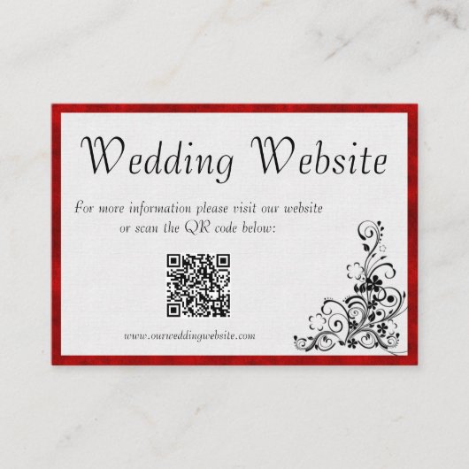 Scarlet Velvet Lijst Ornament Trouwsite Informatiekaartje (Voorkant)