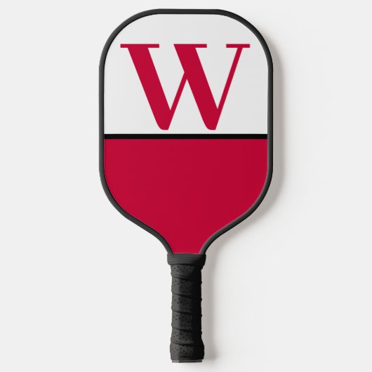 Scarlet & White College Monogram Pickleball Paddle (Voorkant)