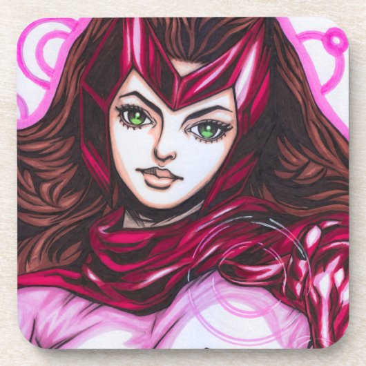 Scarlet Witch ~ Wanda Maximoff Bier Onderzetter (Voorkant)