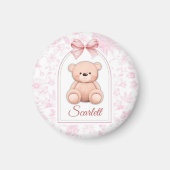 Scarlett | Aangepaste Roze Teddybeer Nursery Desig Magneet (Voorkant)