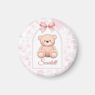 Scarlett Aangepaste Roze Teddybeer Nursery Desig Magneet