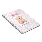 Scarlett | Aangepaste Roze Teddybeer Nursery Desig Notitieboek (Rechterzijde)