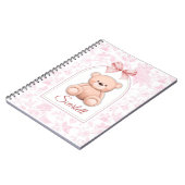 Scarlett | Aangepaste Roze Teddybeer Nursery Desig Notitieboek (Linkerzijde)