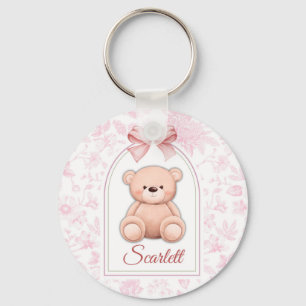 Scarlett Aangepaste Roze Teddybeer Nursery Desig Sleutelhanger