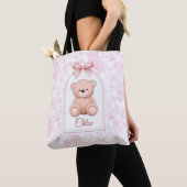 Scarlett | Aangepaste Roze Teddybeer Nursery Desig Tote Bag (Dichtbij)