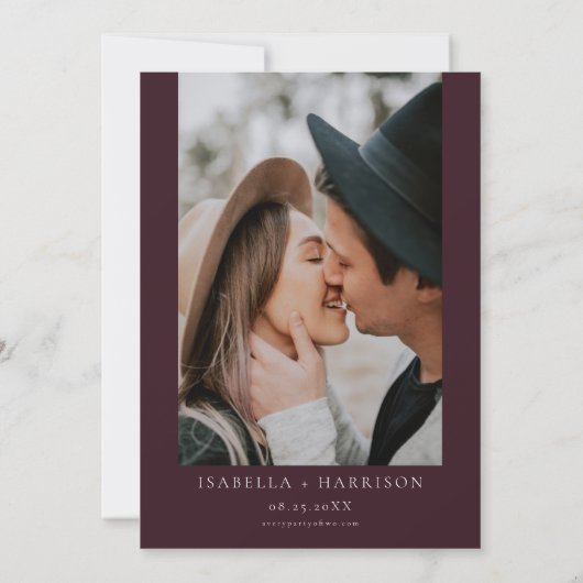 SCARLETT Boho Bourgondië en goud Bewaar de datum Kaart (Achterkant)