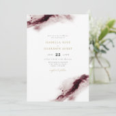 SCARLETT | Boho Burgundy Gold Waterverf Wedding Kaart (Staand voorkant)