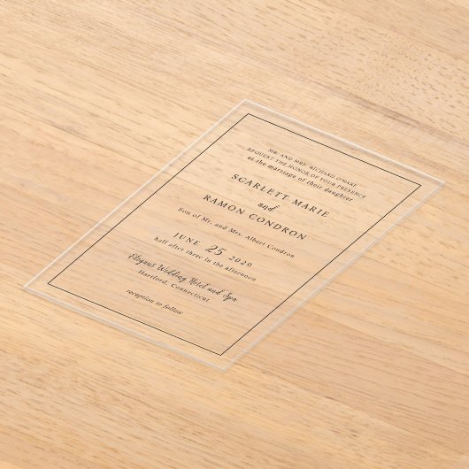 Scarlett Border Elegant Huwelijk Acryl Uitnodigingen (Laagn)