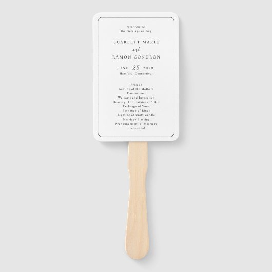 Scarlett Border Elegant huwelijksprogramma Handwaaier (Voorkant)