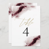 SCARLETT | Bourgondië Maroon Aquarel Tafelnummer (Voorkant / Achterkant)