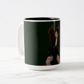 Scarlett Chevalier zit op stoel Tweekleurige Koffiemok (Voorkant links)