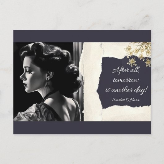 Scarlett O'Hara & Quote Beauful Portrait Postcar Briefkaart (Voorkant)