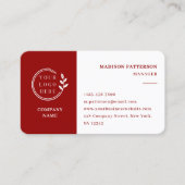 Scarlett Red White Logo QR Code Minimalistisch Mod Visitekaartje (Voorkant)