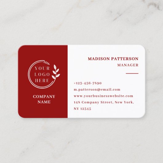 Scarlett Red White Logo QR Code Minimalistisch Mod Visitekaartje (Voorkant)