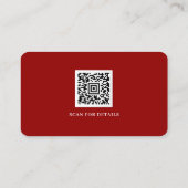 Scarlett Red White Logo QR Code Minimalistisch Mod Visitekaartje (Achterkant)