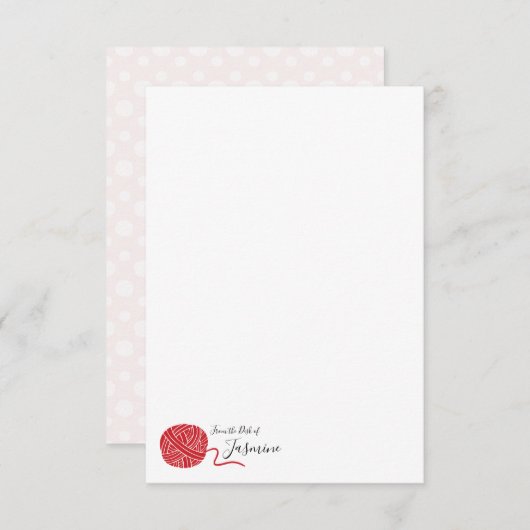 Scarlett Red Yarn Ball Note Kaart Notitiekaartje (Voorkant / Achterkant)