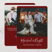 SCARLETT Rood Getrouwd & Bright Pas getrouwd Feestdagenkaart (Voorkant / Achterkant)