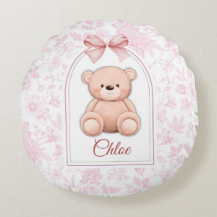 Scarlett Roze Teddybeer Kinderkamer Design Rond Kussen