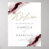 SCARLETT | Welkom Burgundy Waterverf Splash Gold Poster (Voorkant)