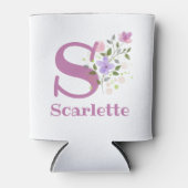 Scarlette naam met een bloemendesign blikjeskoeler (Voorkant)
