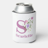 Scarlette naam met een bloemendesign blikjeskoeler (Blikje Achterkant)