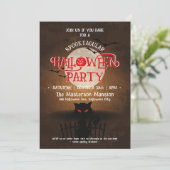 Scarry Black Cat, Bats & Full Moon Halloween Party Kaart (Staand voorkant)