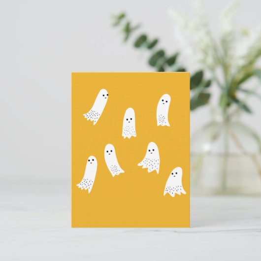 Scarry Halloween Ghosts Scandi Spooky Design Briefkaart (Staand voorkant)