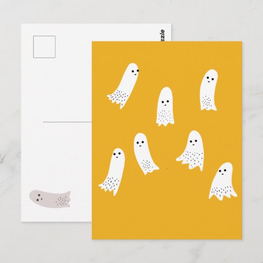 Scarry Halloween Ghosts Scandi Spooky Design Briefkaart (Voorkant / Achterkant)