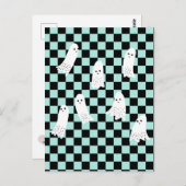 Scarry Halloween Ghosts Spooky Design Checkered Briefkaart (Voorkant / Achterkant)