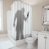 Scary and Horrific Zombie Man Silhouette Shadow Douchegordijn (In situ)