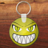 Scary Angry Green Cartoon Face Sleutelhanger (Voorkant)