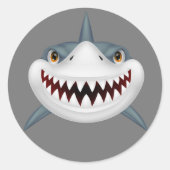Scary animated shark ronde sticker (Voorkant)