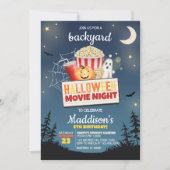 Scary Backyard Halloween Film Night Birthday Kaart (Voorkant)