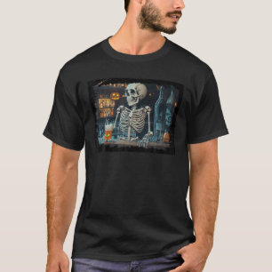 Scary Bartender Halloween Skelet Monster Bier Bo T-shirt